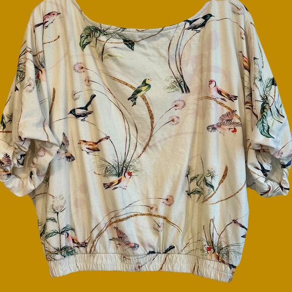 ๐ด Maeve by Anthropologie Floral Bird Super Soft Cotton Top, Size M - Picture 4 of 12